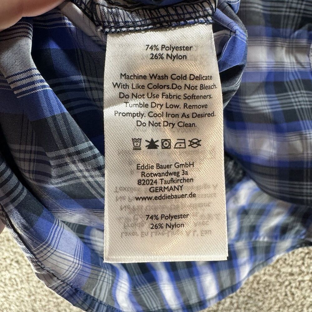Eddie Bauer Shirt Womens Medium Blue White Plaid Button Up New With Tags Adult - Picture 10 of 16